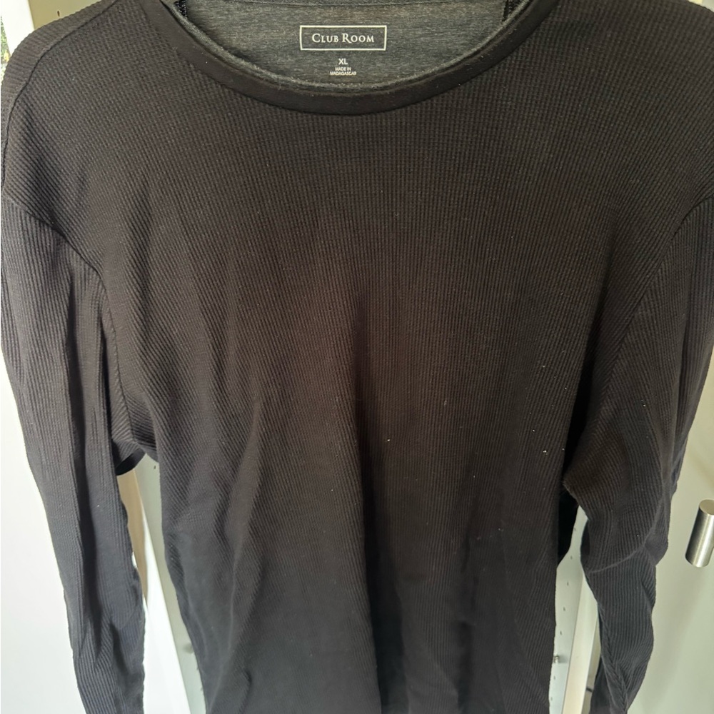 Club Room Black Long Sleeve Tee Casual Essential